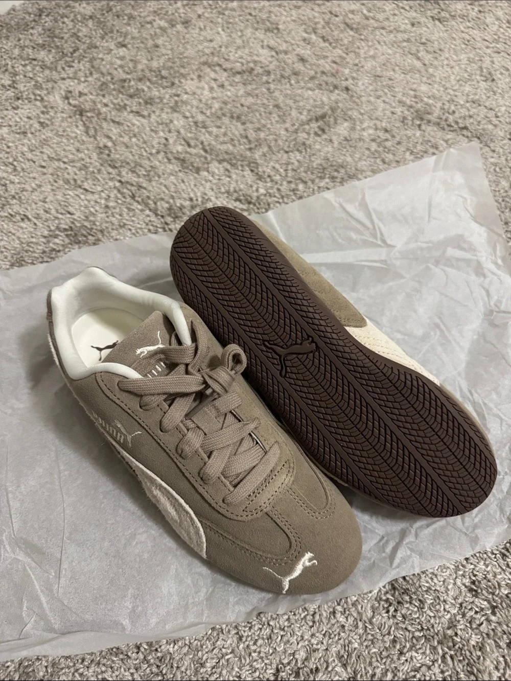 Puma Suede Sneakers in Taupe, Cream & Brown